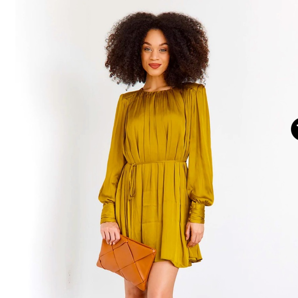 Fab’rik Olive Green Tabitha Pleated Mini Dress
